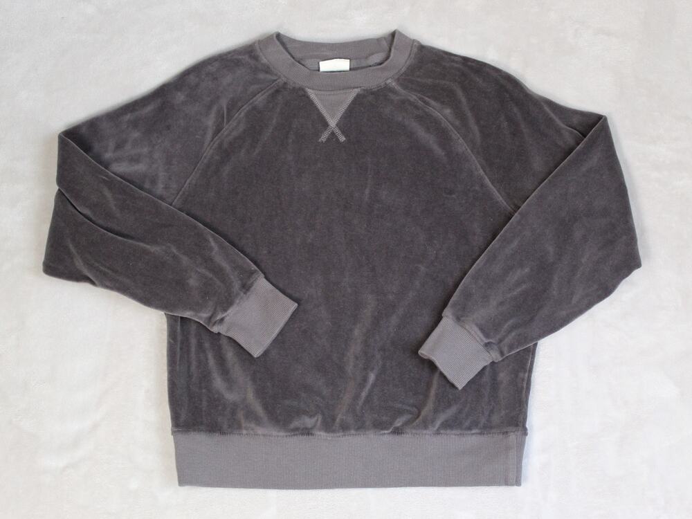 Pact Velour Sweatshirt Womens XS Gray Organic Cotton Pullover Minimalist